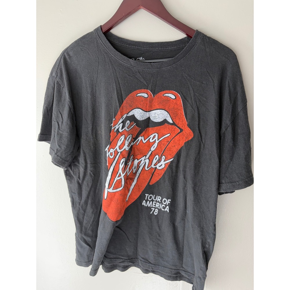 Rolling Stones Tour of America 78 Graphic T-Shirt Charcoal Gray XL Cotton Tee
